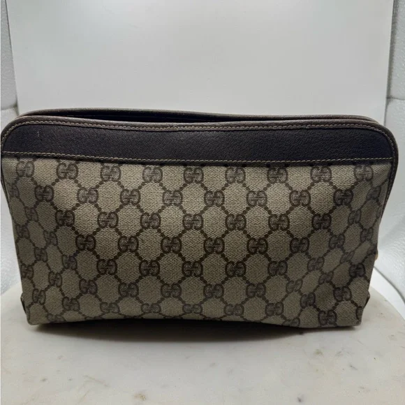 Gucci Authentic Beige and Brown Monogram Pouch - Picture 2 of 7